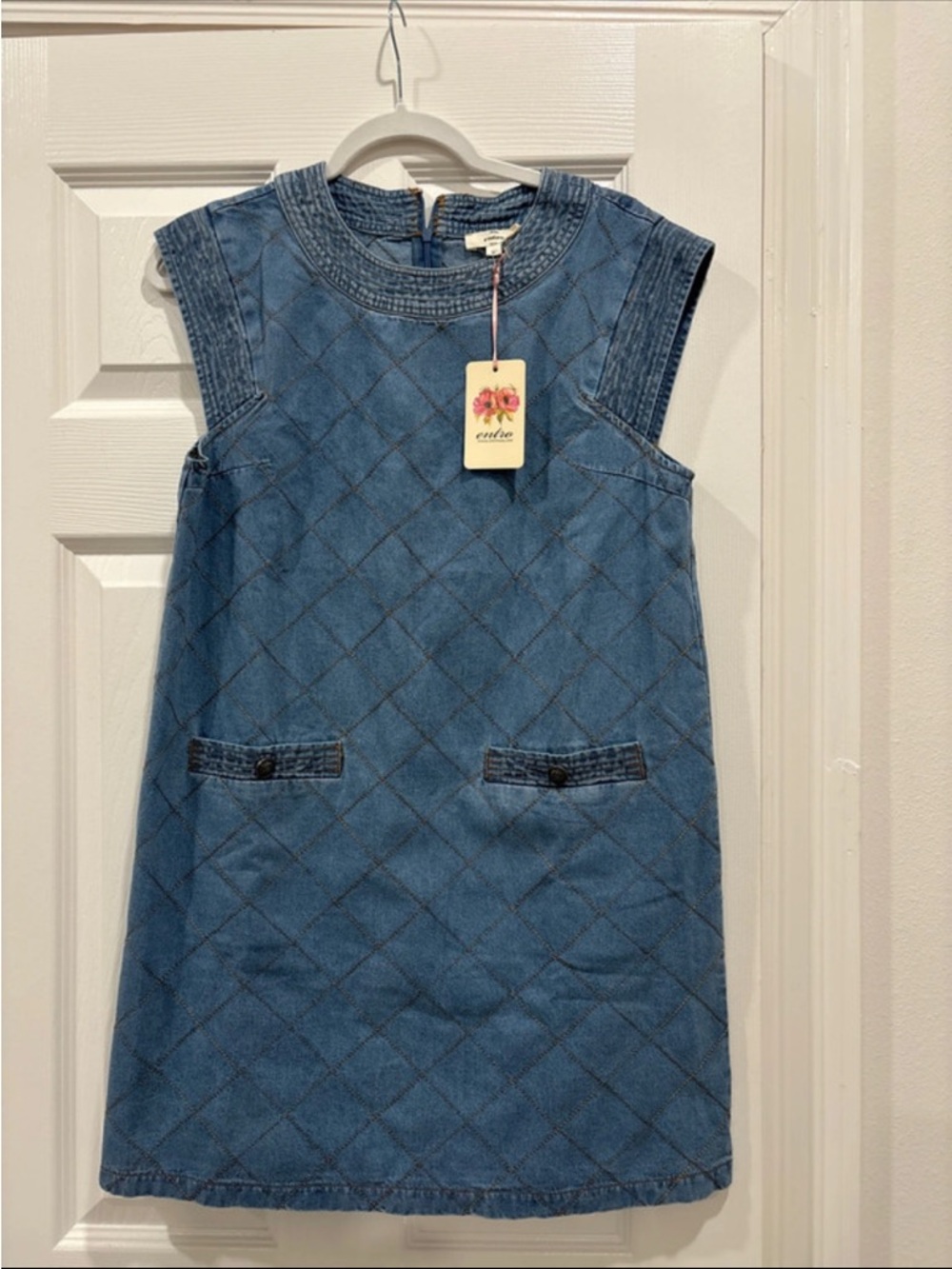 Entro Blue Quilted Denim Dress